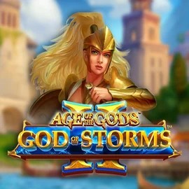 Age Of The Gods: God Of Storms 2 slot logo by Playtech at Kaleo Casino